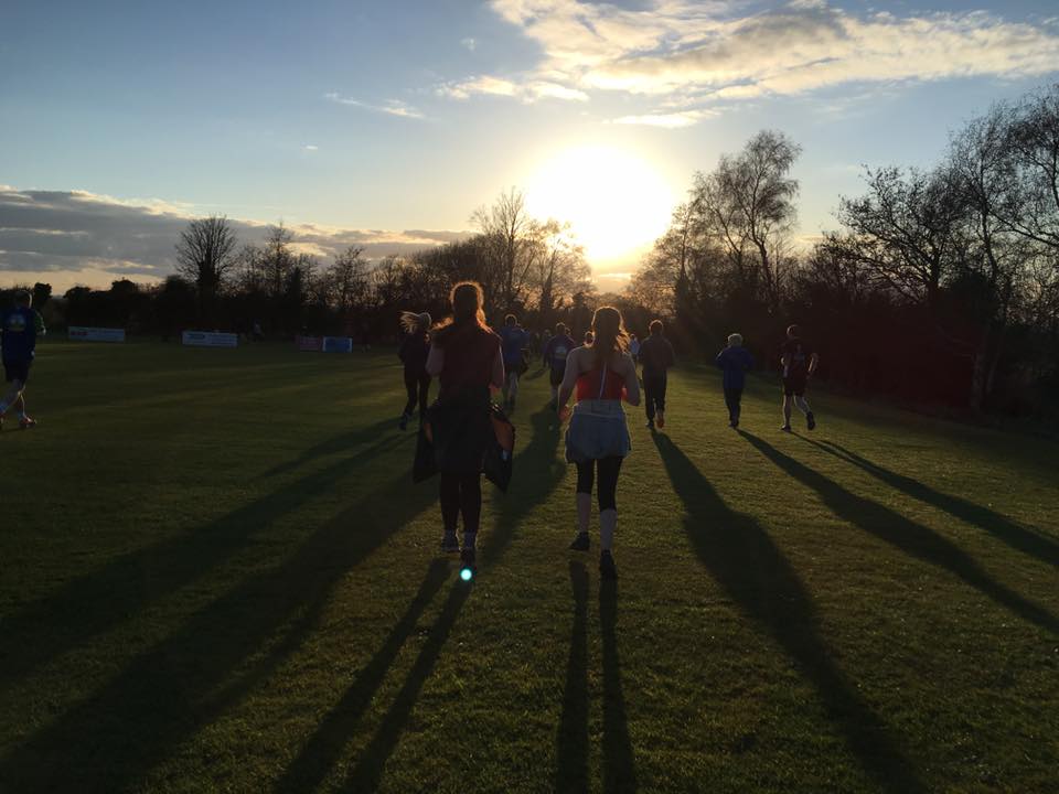 Runners of the 2016 beginners group run into the sun
